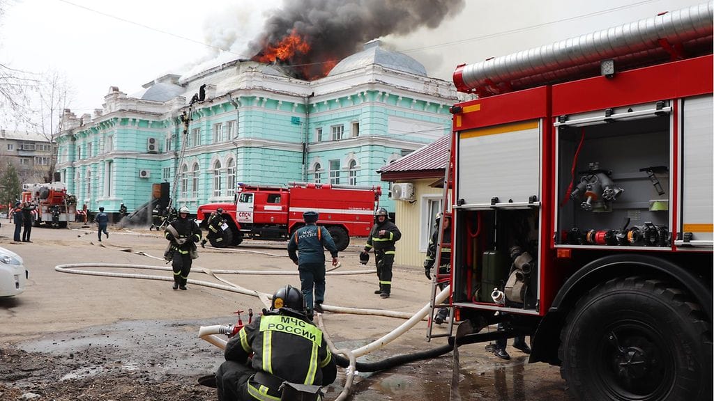 Sairaalapalo tapahtui Blagoveštšenskin kaupungissa, joka sijaitsee Venäjän kaukoidässä. Kuva sairaalan tulipalopaikalta. AOP.