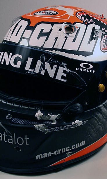 Sami Seliön kypärä onnettomuuden jälkeen