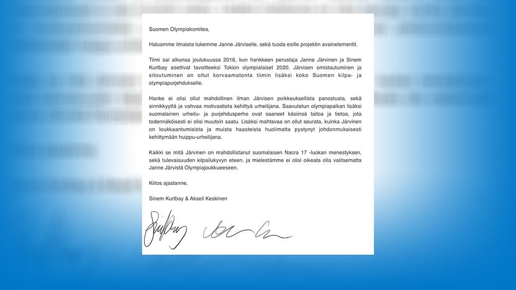 kurtbayn ja keskisen kirje olympiakomitealle