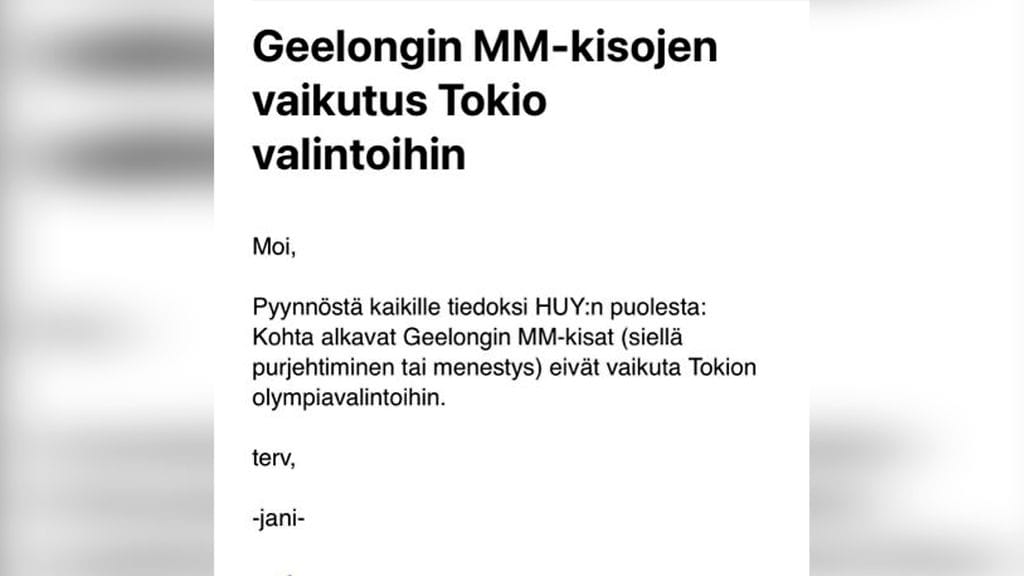 OMA Meili liittyen Geelongin MM-kisoihin