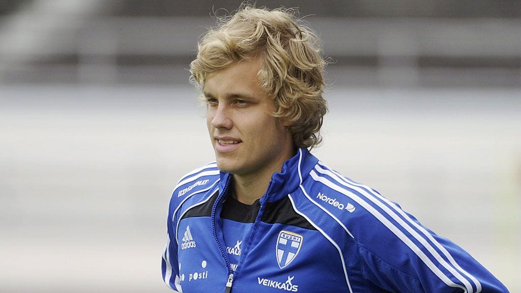 Teemu Pukki Suomen maajoukkueen harjoituksissa tiistaina.