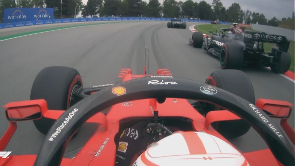 Charles Leclerc pääsi haastamaan Valtteri Bottaksen kolmospaikasta Barcelonan kolmosmutkassa.