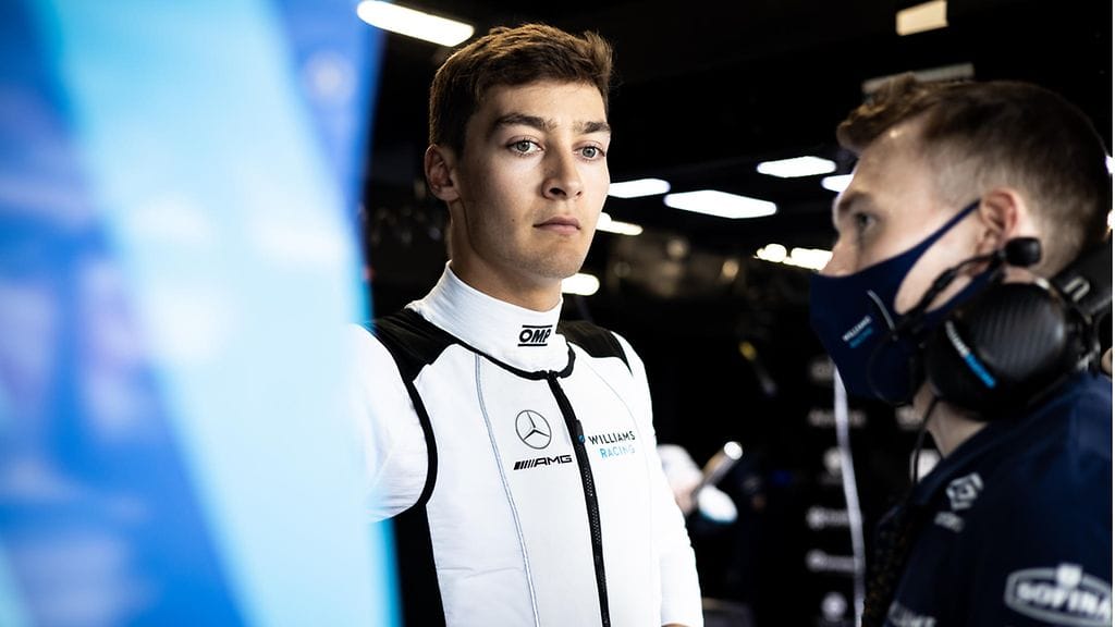 George Russell tyyntyi Valtteri Bottakselle lataamiensa ensipurkaustensa jälkeen.