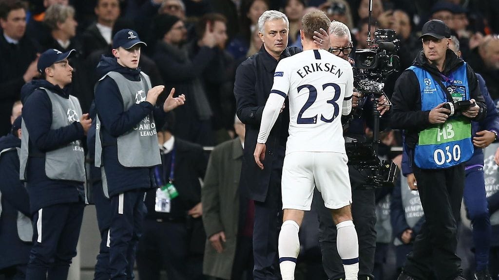 Jose Mourinho valmensi Christian Erikseniä toimiessaan Tottenhamin luotsina.