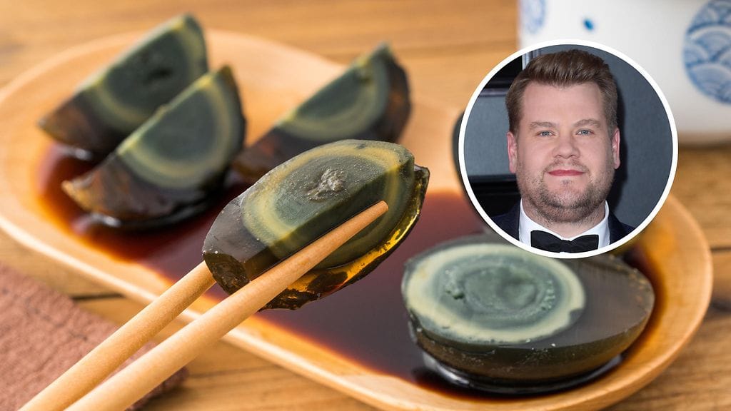 Kiinalainen perinneherkku, tuhatvuotiset munat sekä talkshow-juontaja James Corden.