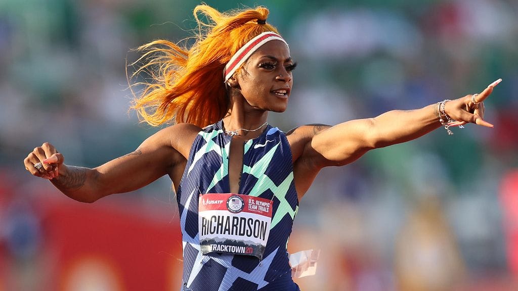Sha'Carri Richardson Yhdysvaltojen olympiakarsinnoissa.