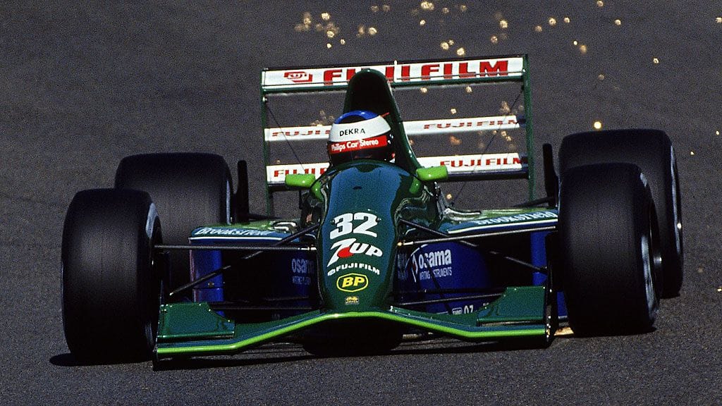 Michael Schumacher ajaa Jordania Belgian GP:ssä 1991