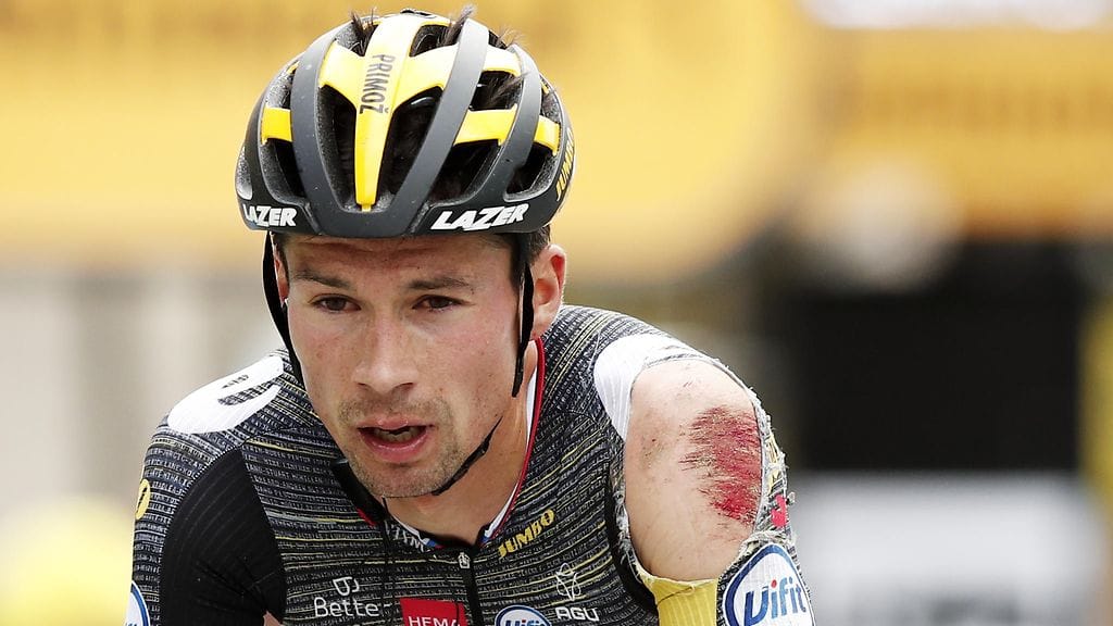 Primoz Roglic kaatui useampaan otteeseen Tourin alkuetapeilla.