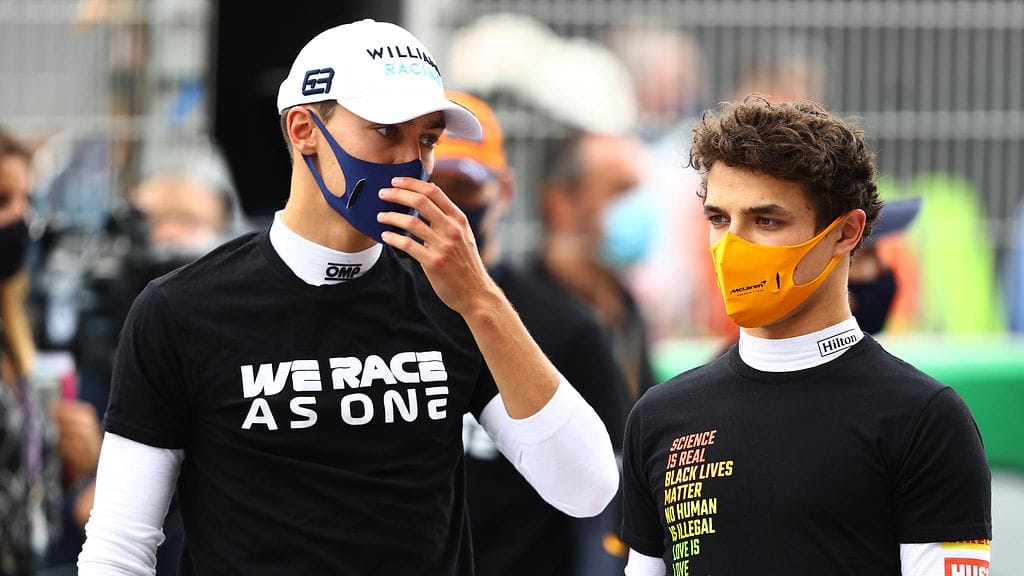 Lando Norris (oik.) piikitteli George Russellin kustannuksella.