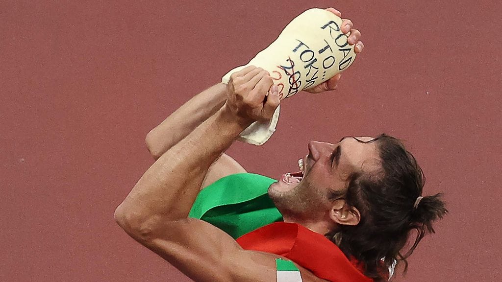 Italian Gianmarco Tamberi voitti Tokion korkeushypyssä olympiakultaa.