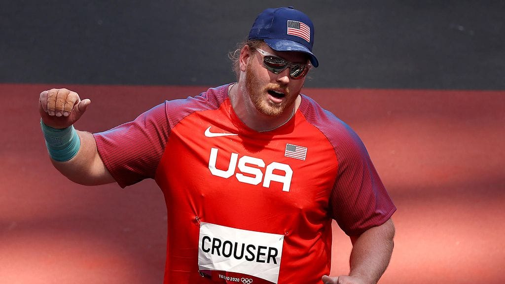 Ryan Crouser on hirmuvireessä Tokion olympialaisissa.