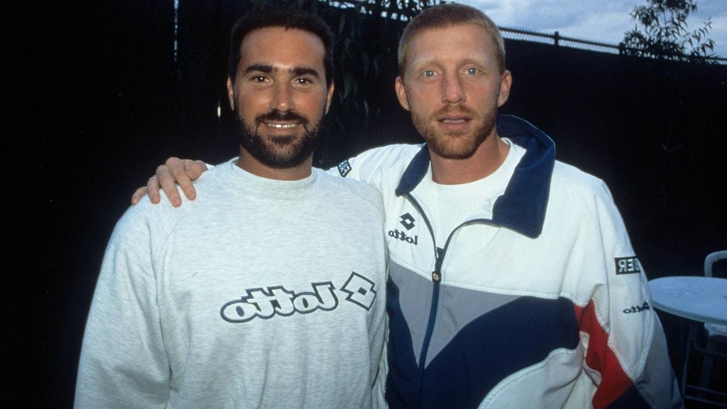 Mike DePalmer ja Boris Becker Australian avoimissa vuonna 1996.