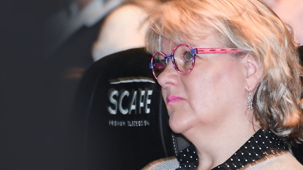 Minna-Maaria Sipilä kuvattiin keskustan puheenjohtajapäivässä Helsingin Tennispalatsissa helmikuussa 2019.