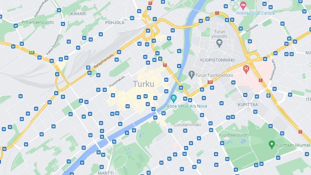 Google Mapsissa Turkuun oli ilmestynyt tiheä metroverkko.