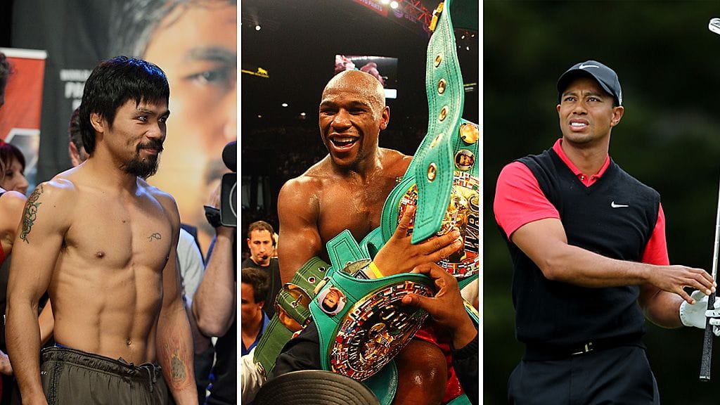 Manny Pacquiao, Floyd Mayweather ja Tiger Woods ovat maailman parhaiten palkatut urheilijat.