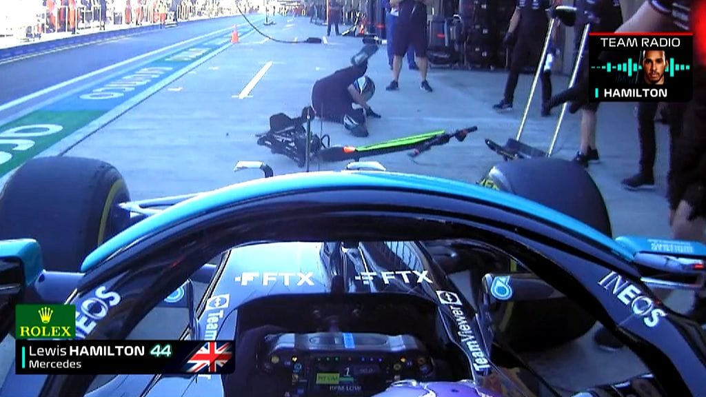 Lewis Hamilton lennätti tunkkimiestä Venäjän F1-harjoituksissa.