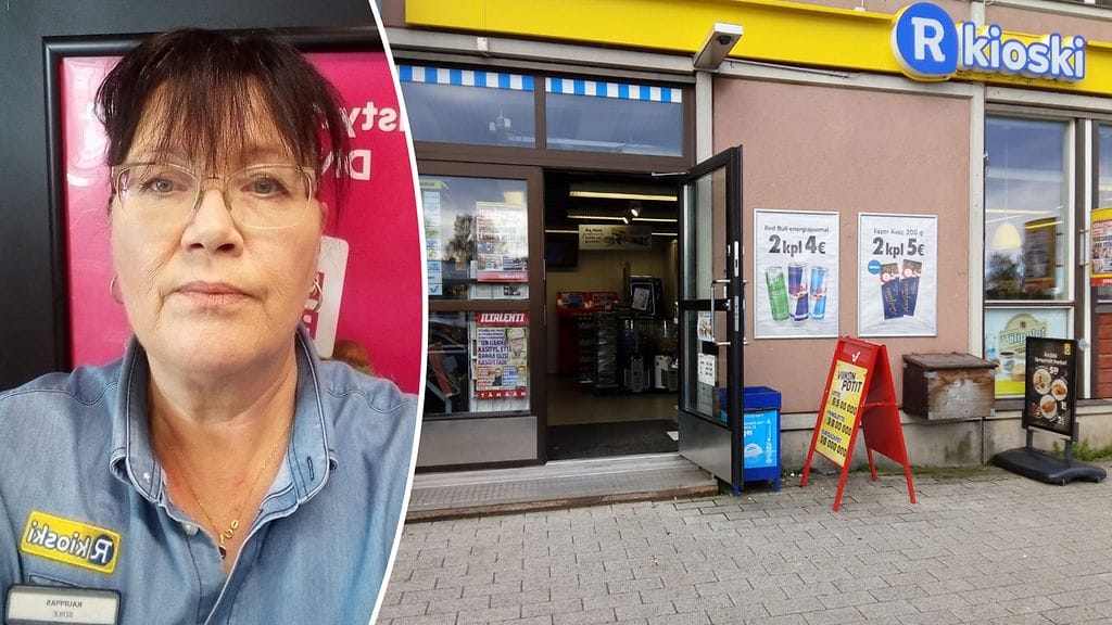 Merikadun R-kioski ja kauppias Soile Hiisiö Kristiinankaupungissa. Täällä pelattiin Suomeen 24.9. tullut 22,2 miljoonan euron Eurojackpot-päävoitto.