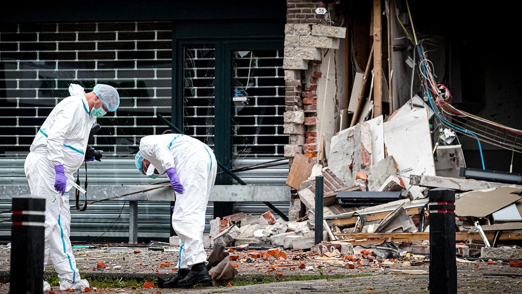 Pankkiautomaatin räjäytyksen jälkiä Hollannissa. Kuva vuodelta 2019.