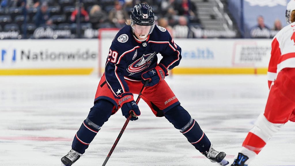 Patrik Laine veivasi upean maalin Detroitin verkkoon viime yönä.