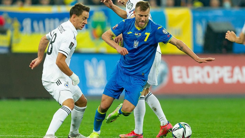 Andri Jarmolenko osui myös Bosniaa vastaan, mutta Ukraina jäi tasuriin Lvivissä.