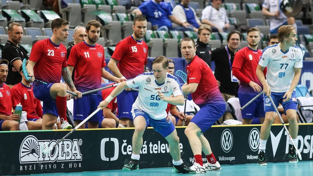 Norjan salibandymaajoukkueessa kuohuu. Kuva vuoden 2018 MM-kisojen Suomi-ottelusta.