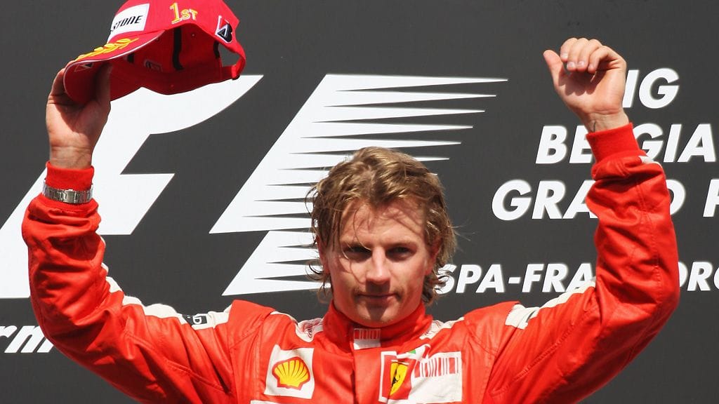 Kimi Räikkönen juhli voittoa Spassa kaudella 2009