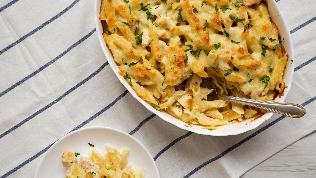 Kana alfredo -vuoka, pastavuoka