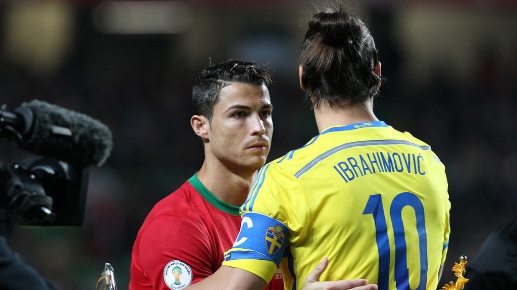 Portugalin Cristiano Ronaldo ja Ruotsin Zlatan Ibrahimovic kohtasivat vuoden 2014 MM-kisojen jatkokarsinnassa.