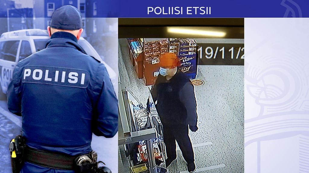 Ryöstäjä poistui kaupasta Sipulikadun suuntaan. Poliisin julkaisema valvontakameran kuva.