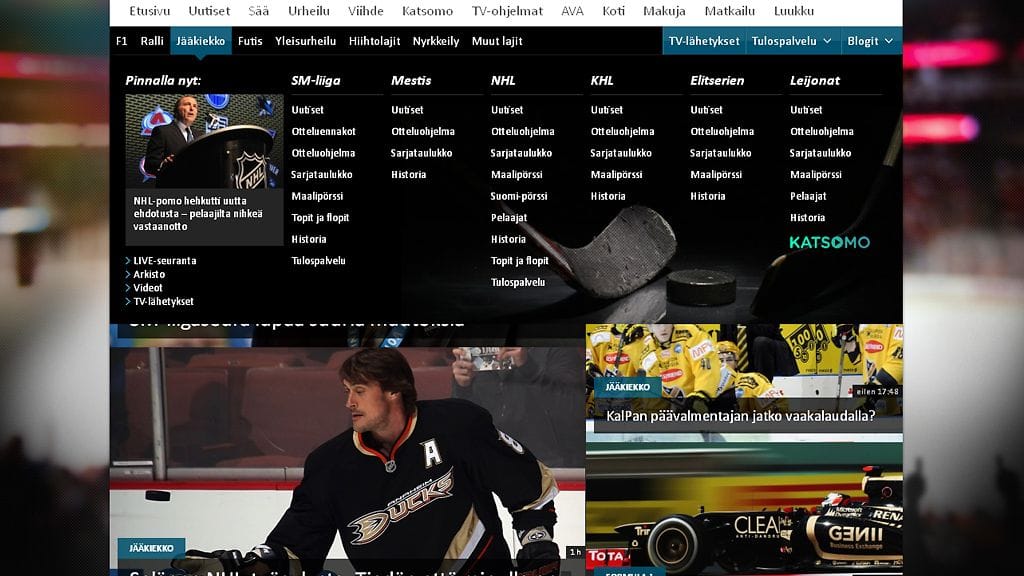 Laajentavaa lajitietoa löytyy kätevästi laajennetusta ylävalikosta.