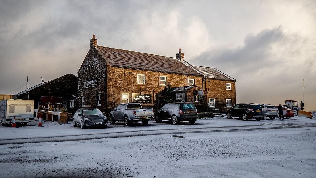 Tan Hill Inn -pubi Yorkshiressä, Englannissa.