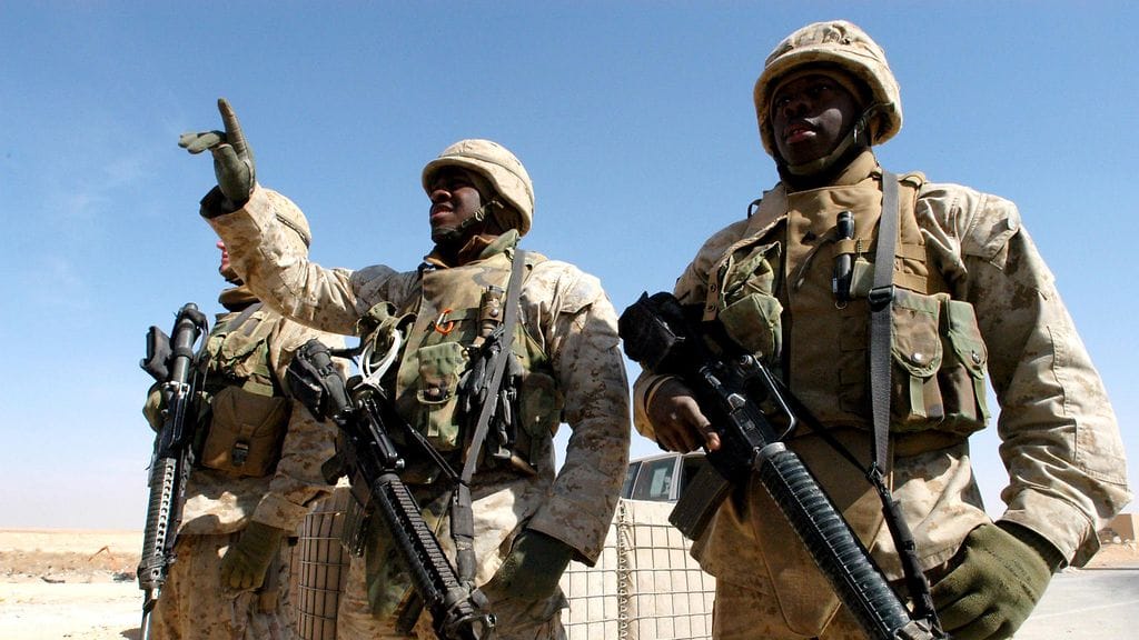 Yhdysvaltain sotilaita Syyrian ja Irakin rajalla.