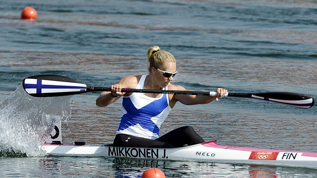 Jenni Mikkonen olympiamelonnassa.