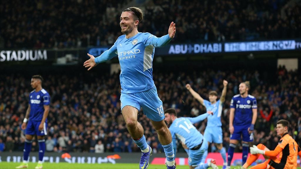 Jack Grealish iski Valioliiga-kauden toisen maalinsa Leeds-murskajaisissa.