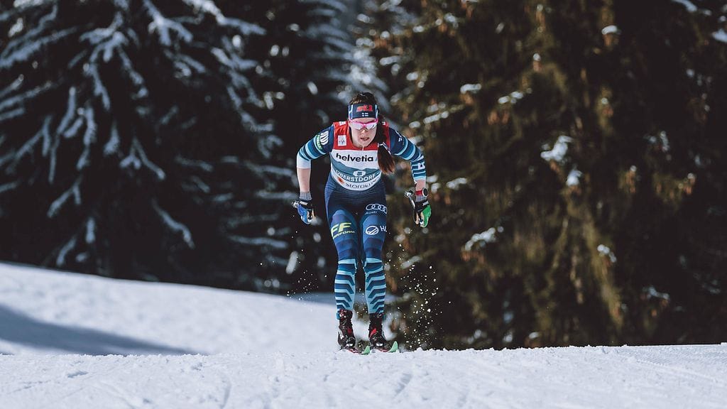 Krista Pärmäkoski hiihti hienon kilpailun. Arkistokuva.