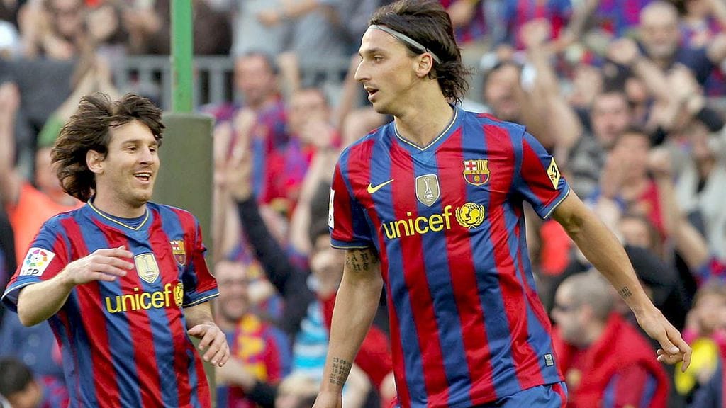 Zlatan Ibrahimovic pelasi Barcelonassa kaudella 2009-2010. Seuraava kausi meni lainalla AC Milanissa.