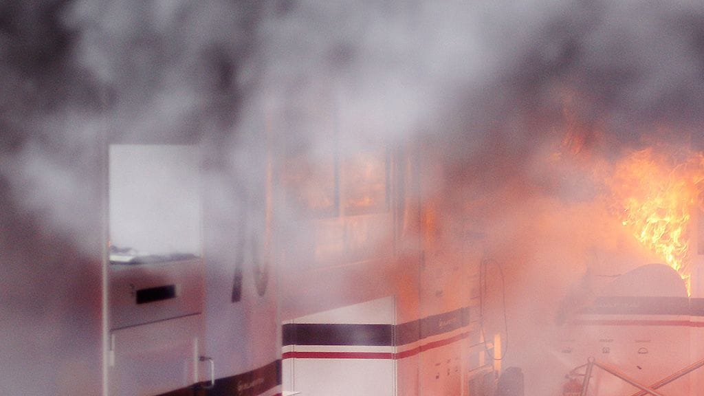 Näin pahasti Williamsin tiloissa roihusi.