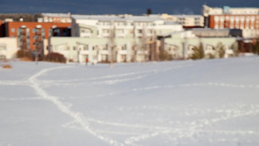 Oulun Toppilaa talvisaikaan.