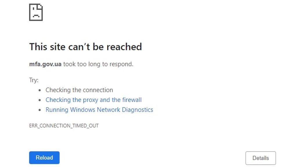 Ukrainan ulkoministeriön sivut eivät toimineet perjantaiaamuna.