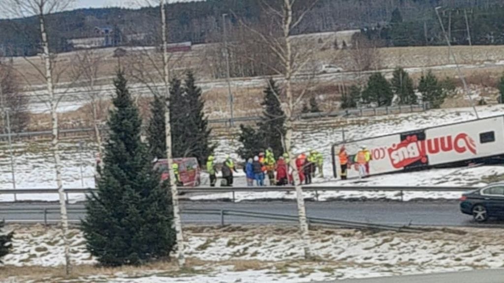 Onnibus kaatui kyljelleen Salossa 14.1.