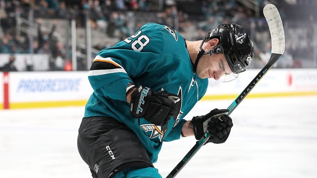 Timo Meier tykitti viisi maalia San Jose Sharksille.