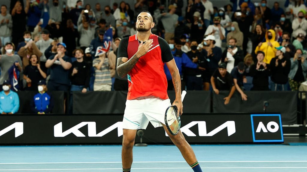 Nick Kyrgios otti yleisönsä Australian avoimissa tiistaina.