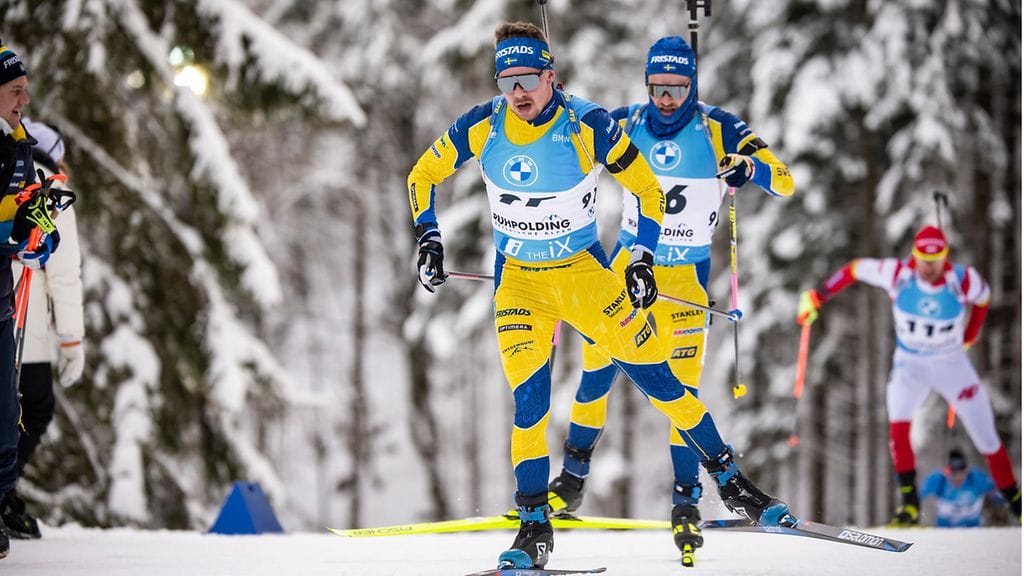 Oskar Brandt ja Malte Stefansson olivat mukana Ruotsin viestijoukkueessa sunnuntaina. Kuva edelliseltä kisaviikonlopulta Ruhpoldingista.