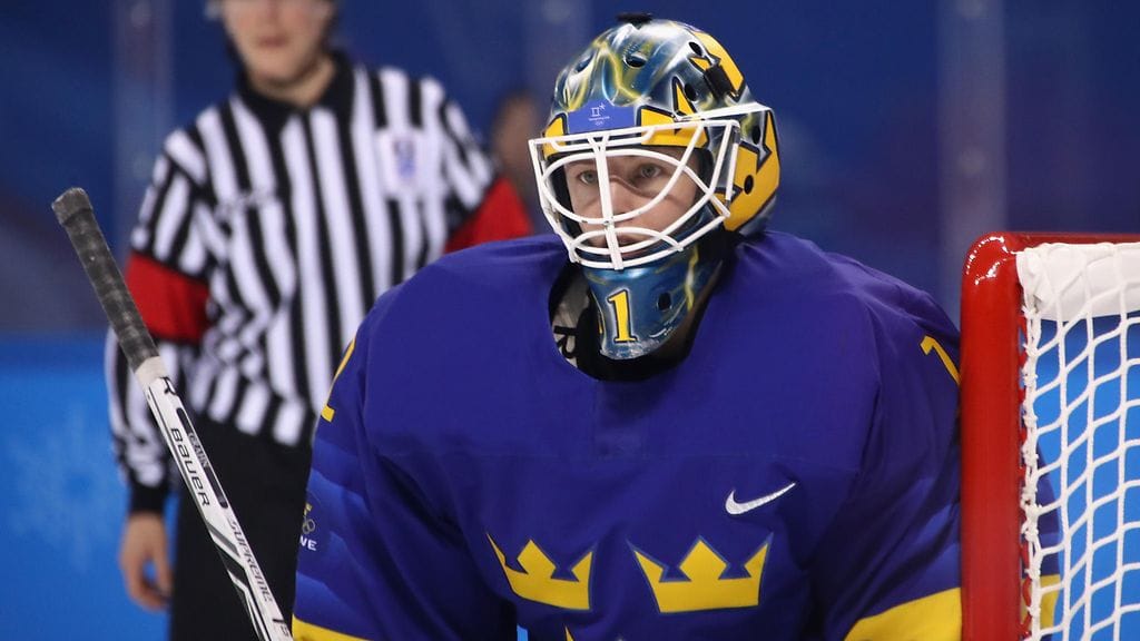 Sara Grahn Ruotsin maalin suulla Pyeongchangin olympialaisissa 2018. Pekingin kisoissa häntä ei nähdä.