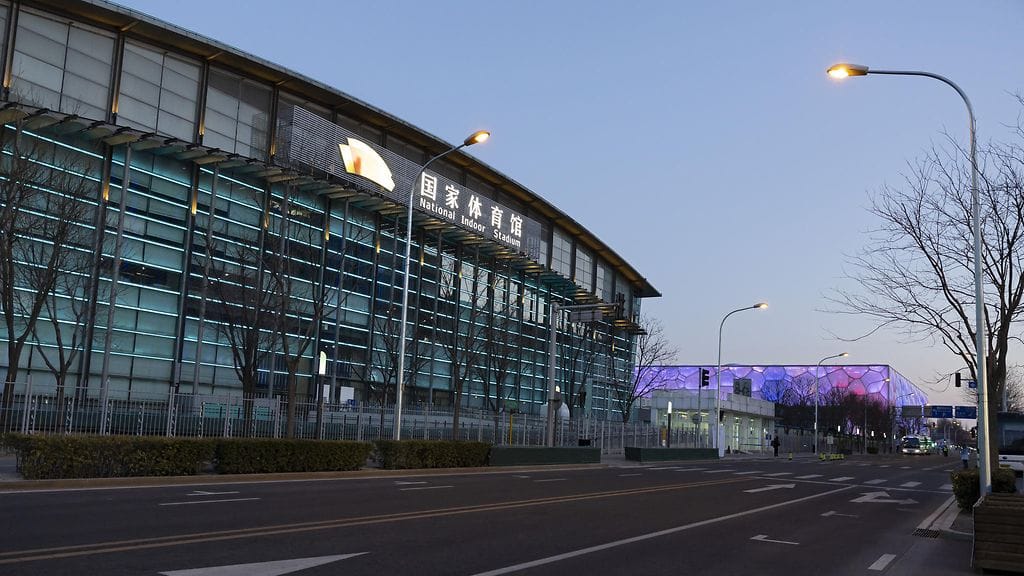 Ruotsi sai vain puolet joukkueesta ensimmäisiin harjoituksiin olympialaisissa. Kuvassa Pekingin kisojen jääkiekon pääareena.