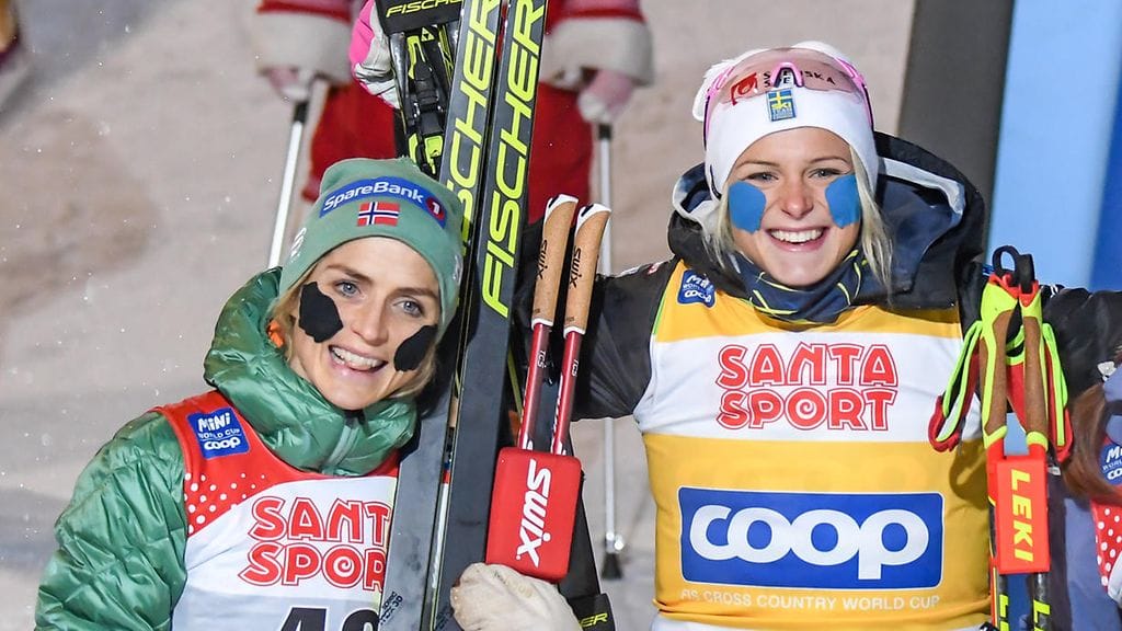 Therese Johaug ja Frida Karlsson kohtaavat ensimmäisen kerran olympialadulla lauantaina.
