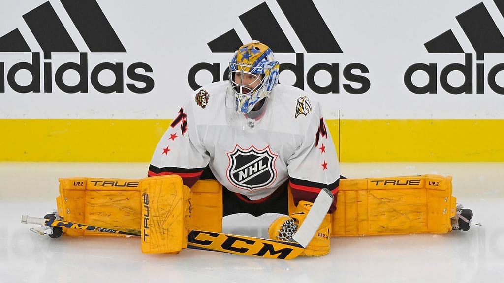 Nashville Predatorsin Juuse Saroksen reisilihakset ällistyttivät kiekkokansaa. Kuva viime viikonlopun tähdistötapahtumasta.