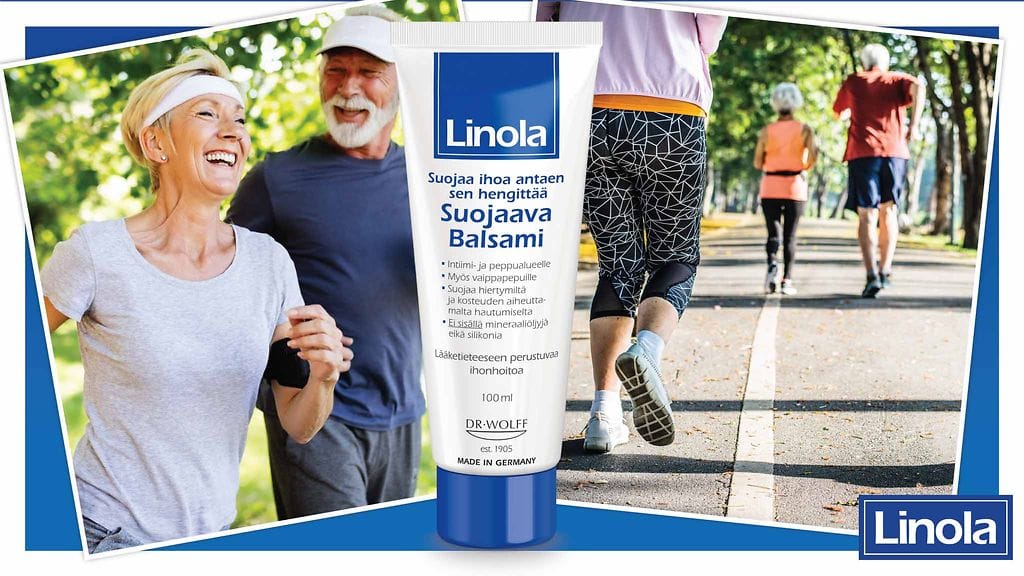 Linola Suojaava Balsami muodostaa iholle hengittävän kalvon, joka suojaa ihoa hankaukselta ja kosteuden aiheuttamalta hautumiselta.