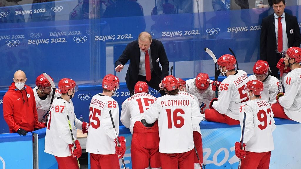 Venäjän olympiaurheilijoiden joukkue olympiafinaalissa Suomea vastaan.
