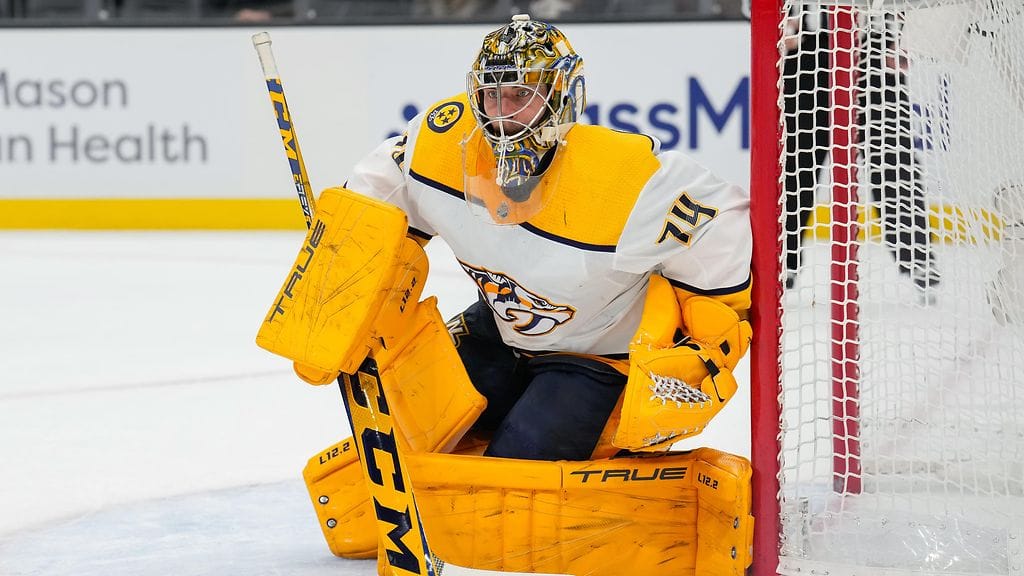 Juuse Saros pelaa vahvaa kautta jääkiekon NHL:ssä.